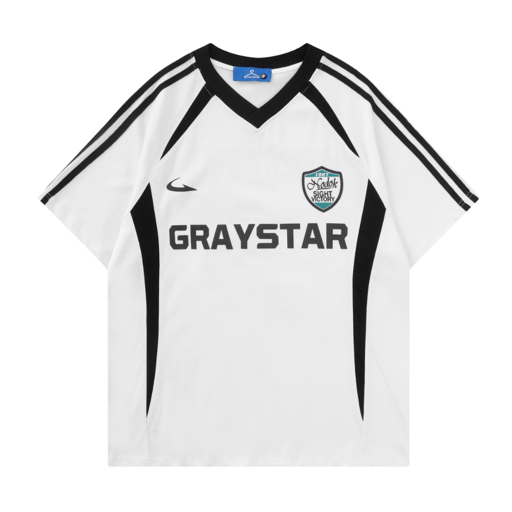 Sports Patchwork V-neck T-shirt