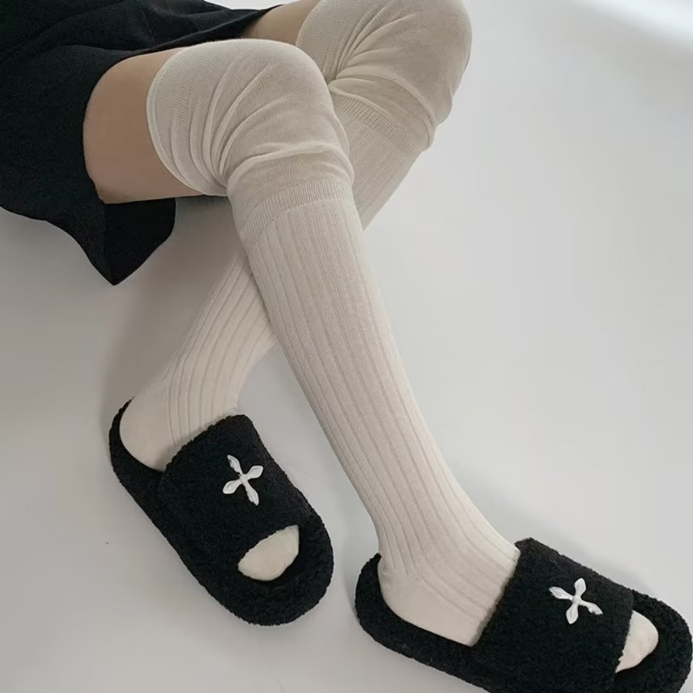 Women's Solid Color Warm Over-the-Knee Socks