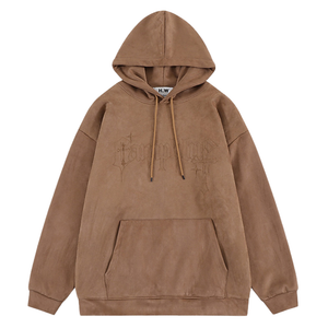 Cross Embroidered Suede Hoodie