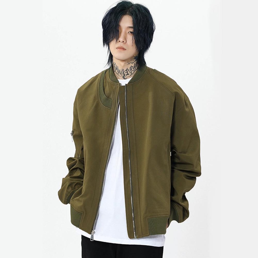 Simple Solid Color Baseball Collar Jacket