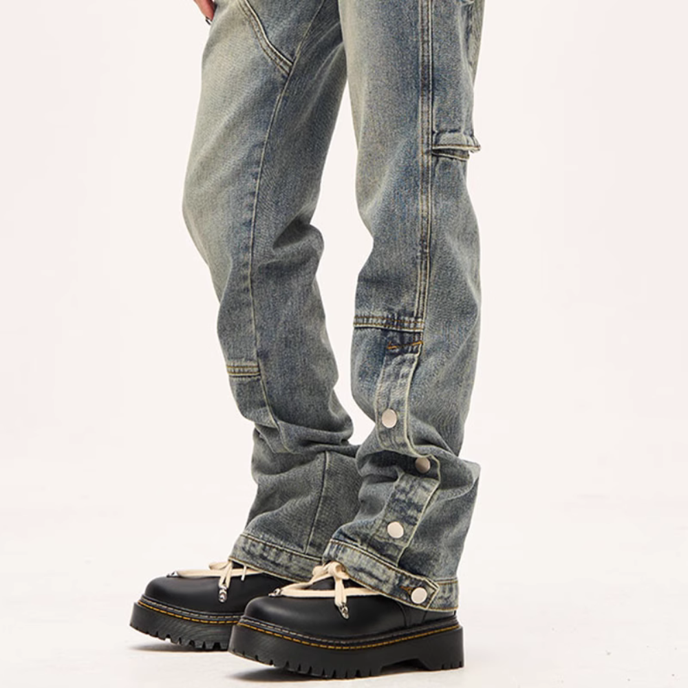 Street Button Panel Jeans