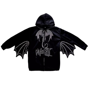 Dragon Wing Diamond Zipper Hoodie