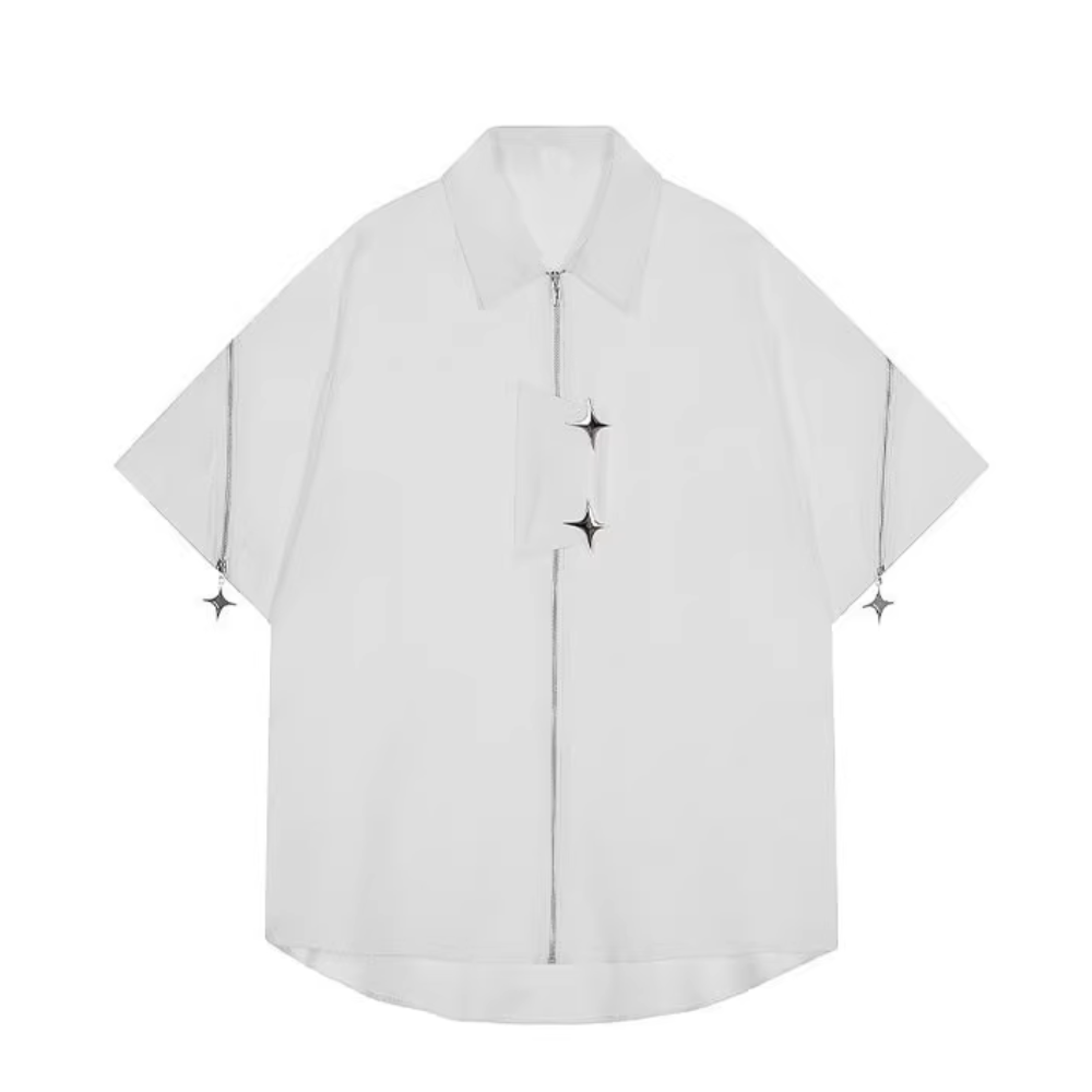 Vintage Solid Zip Cargo Shirts