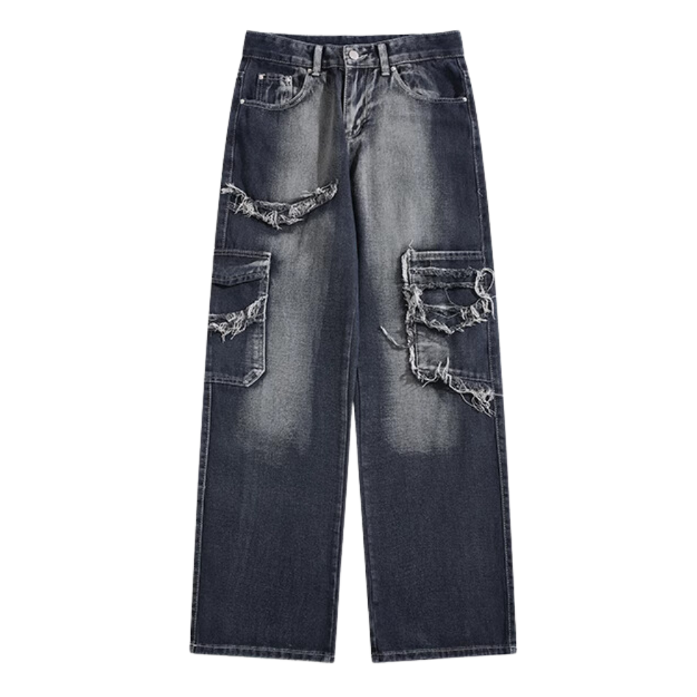 Vintage Wash Frayed Jeans