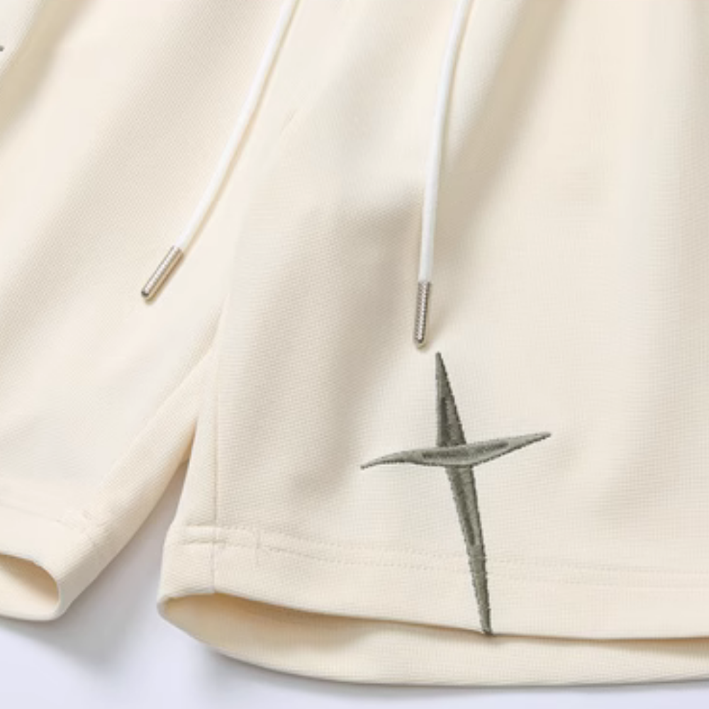 Casual Star Embroidery Drawstring Shorts
