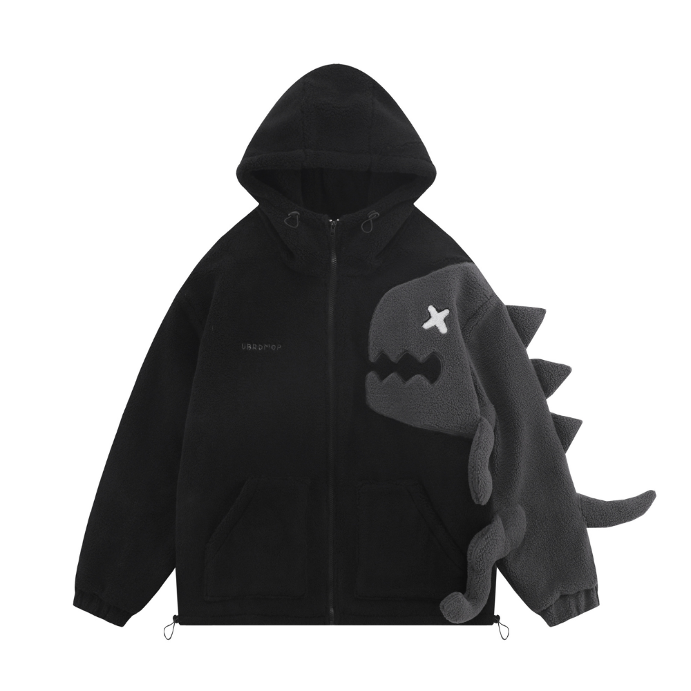 Dinosaur Lamb Wool Splicing Coat