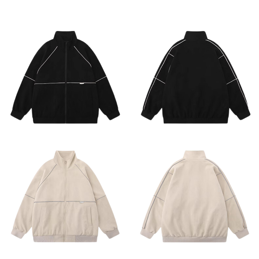 Couple Reflective Stripe Suede Jacket