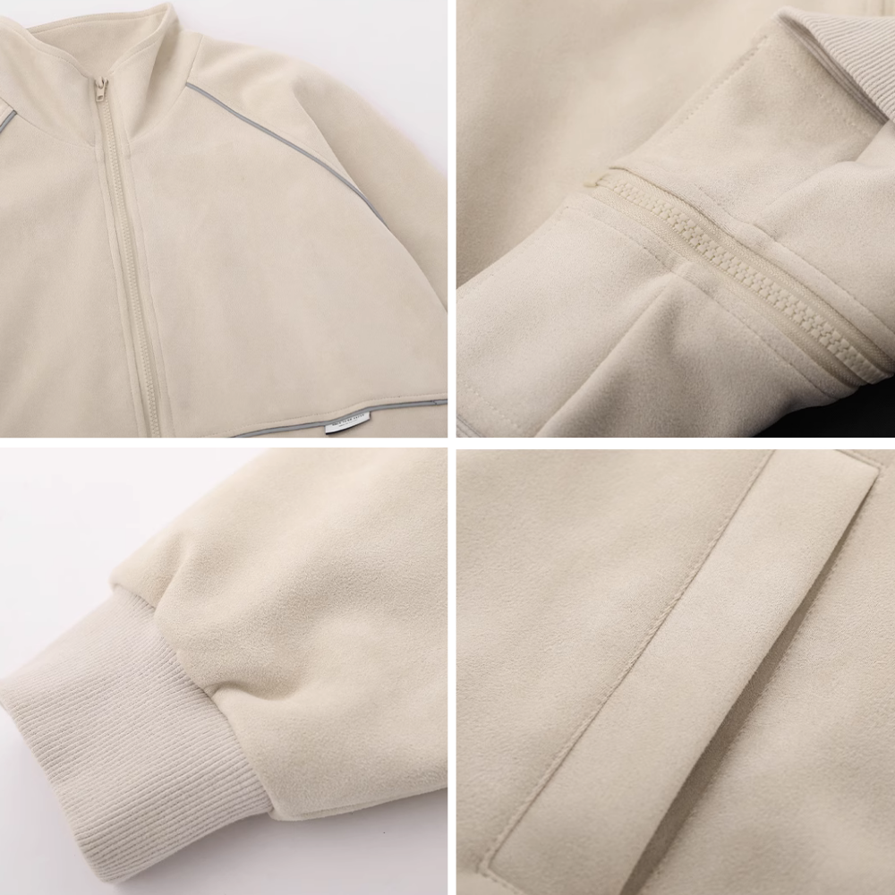 Couple Reflective Stripe Suede Jacket