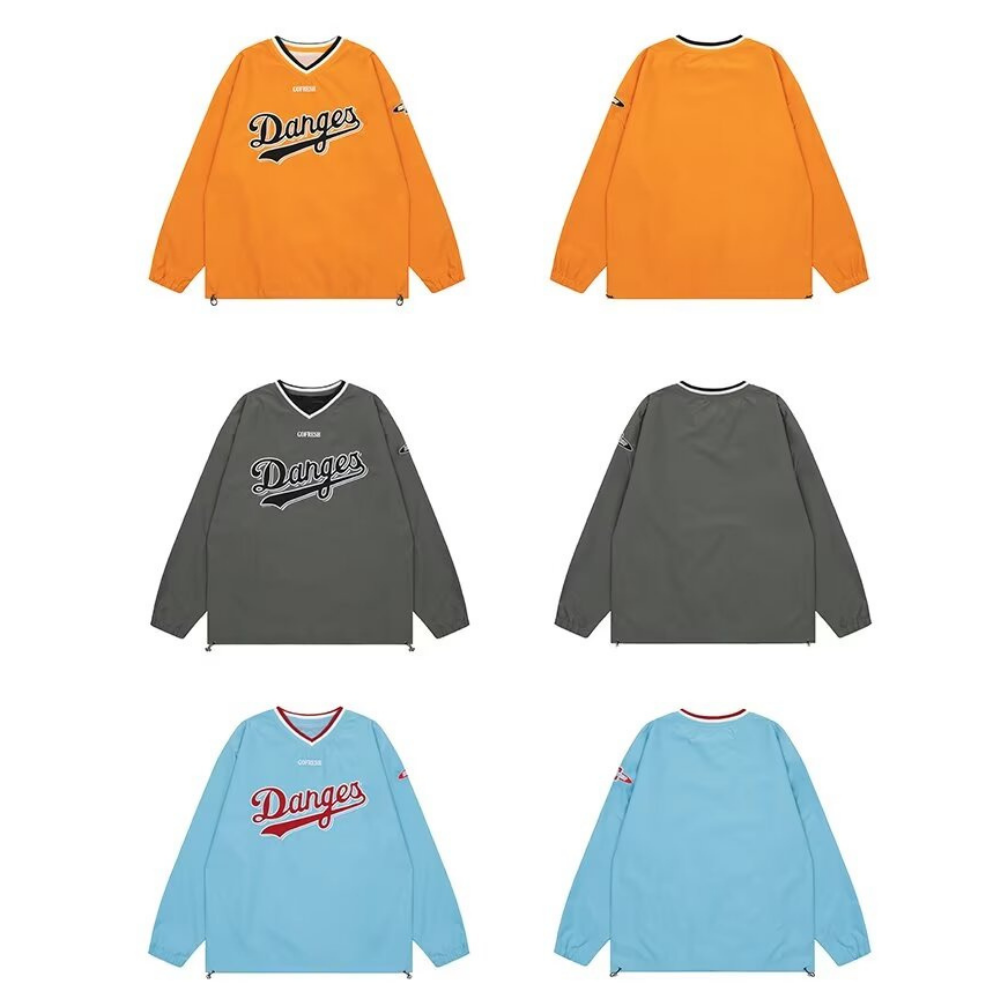 Classic V-neck Patch Embroidered Sweatshirt