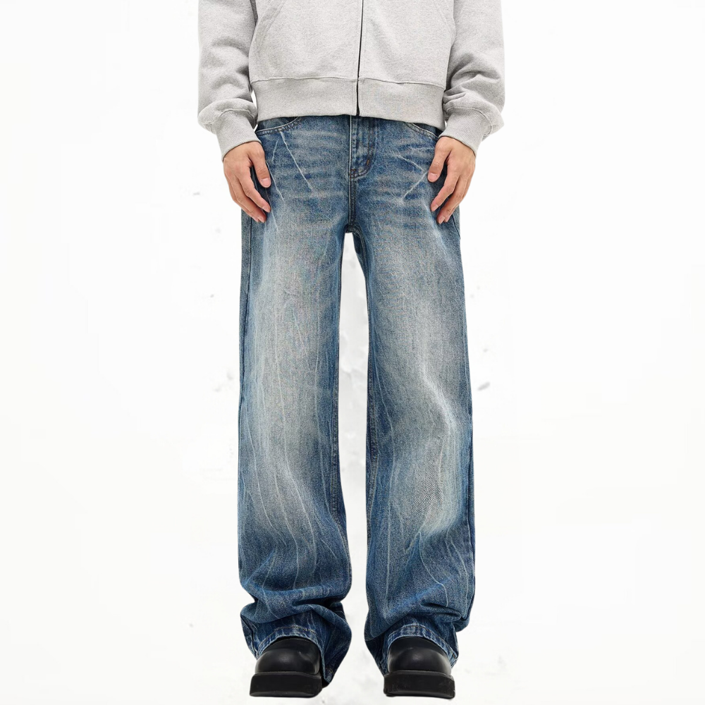 Washed Lightning Crack Jeans