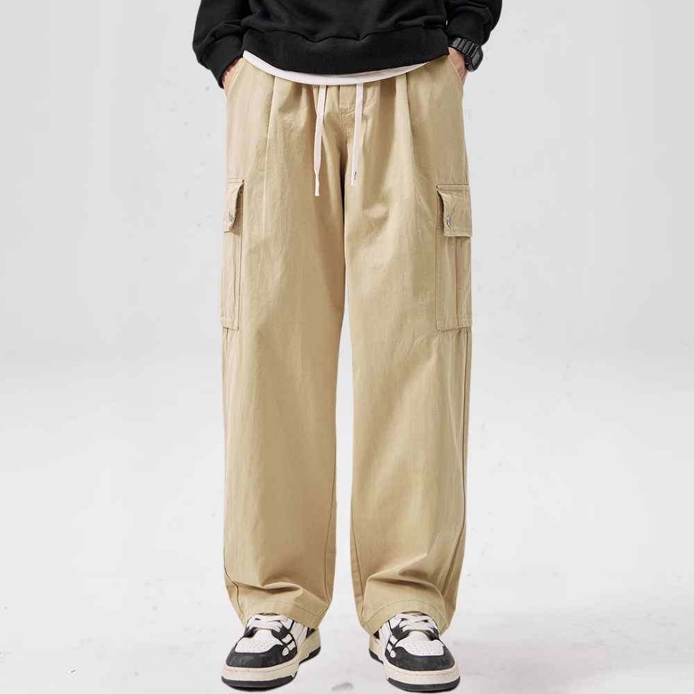 Vintage Large Pocket Solid Color Cargo Pants