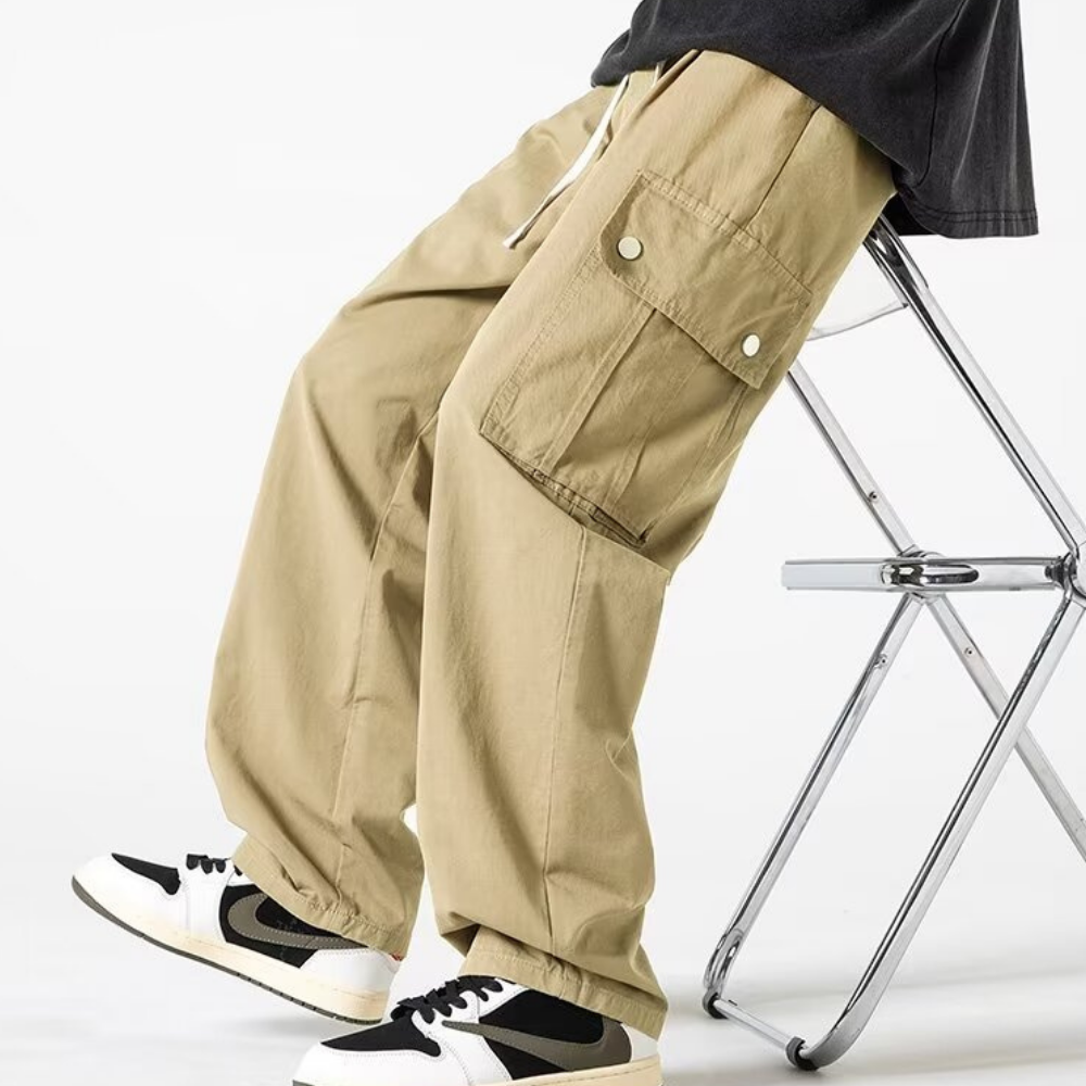 Vintage Large Pocket Solid Color Cargo Pants