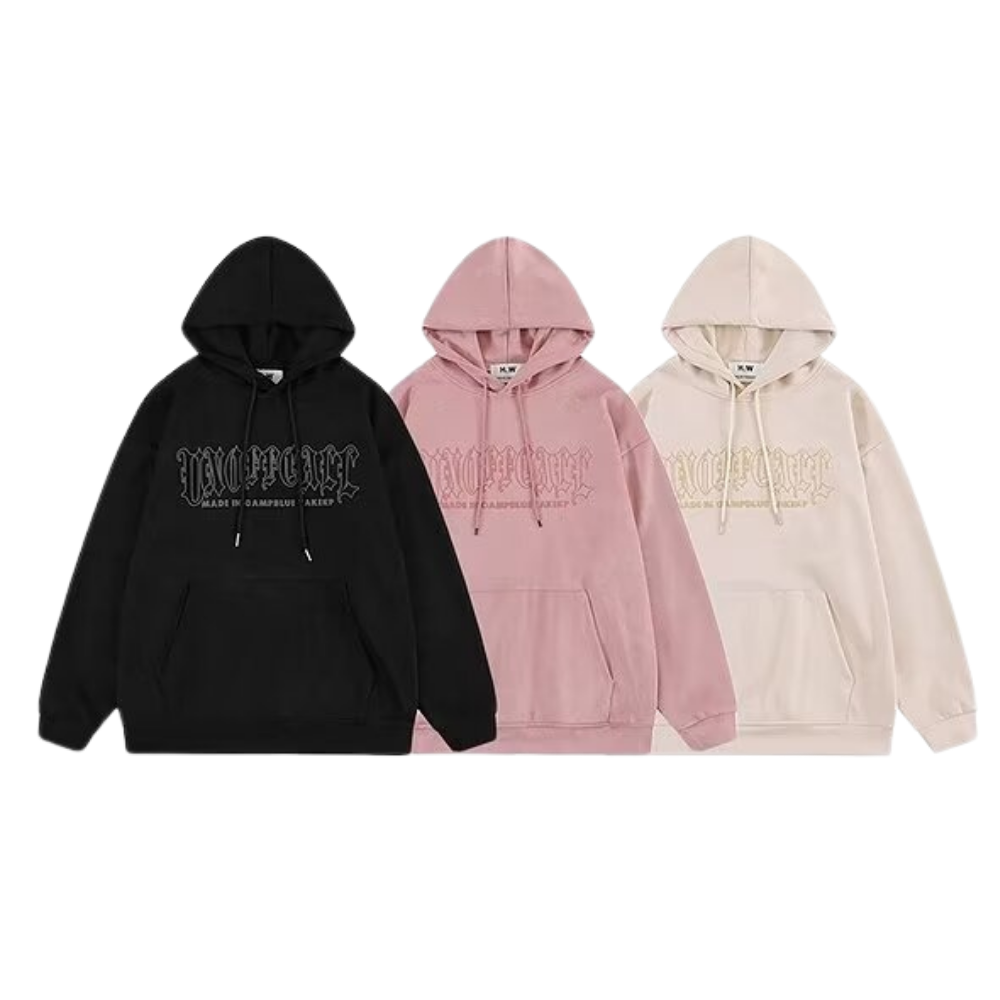 Vintage Couple Embossed Suede Hoodie
