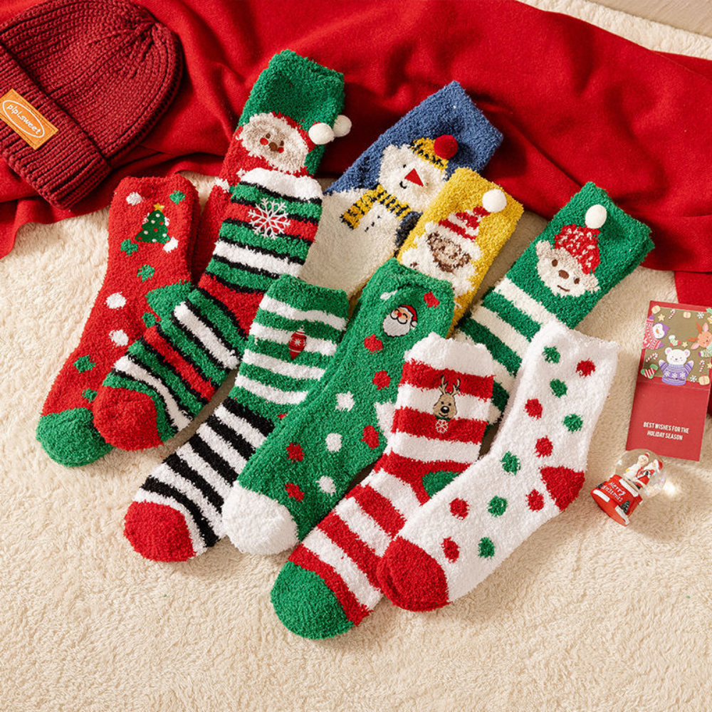 Contrast Color Coral Fleece Socks
