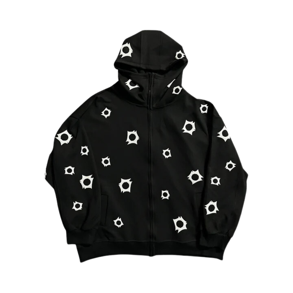 Art In War Full Puff Print Black Hoodie