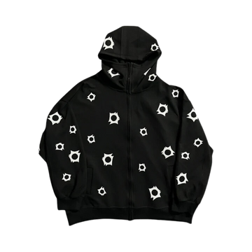 Art In War Full Puff Print Black Hoodie