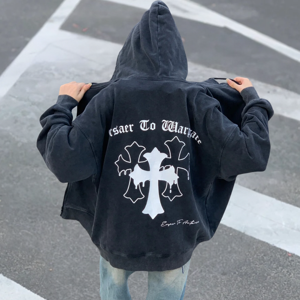 Black High Street Cross Hoodie
