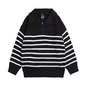 Minimalist Striped Polo Sweater