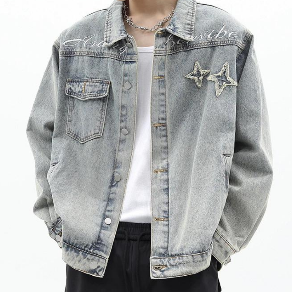 Retro Embroidery Stars Denim Jacket