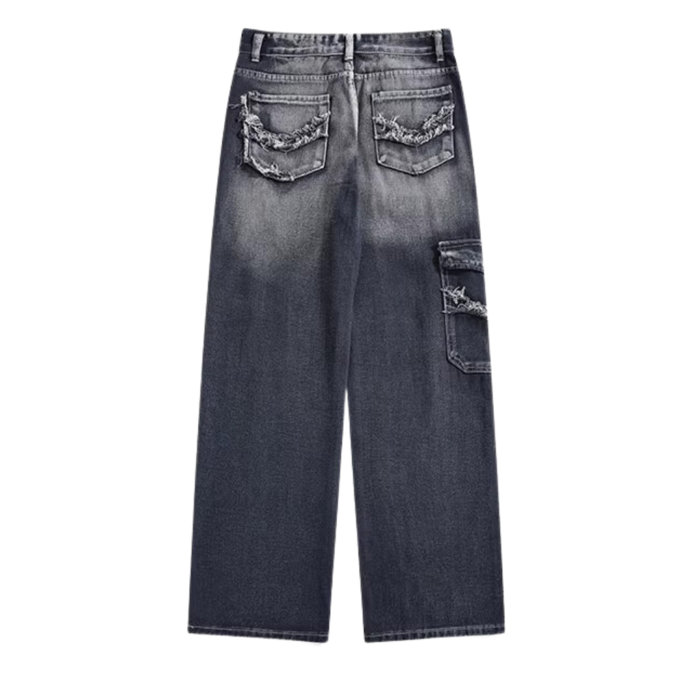 Vintage Wash Frayed Jeans