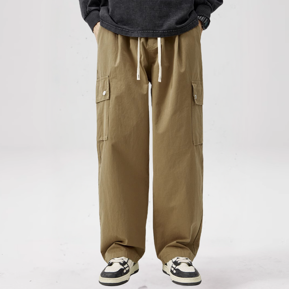Vintage Large Pocket Solid Color Cargo Pants