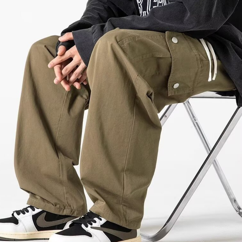 Vintage Large Pocket Solid Color Cargo Pants