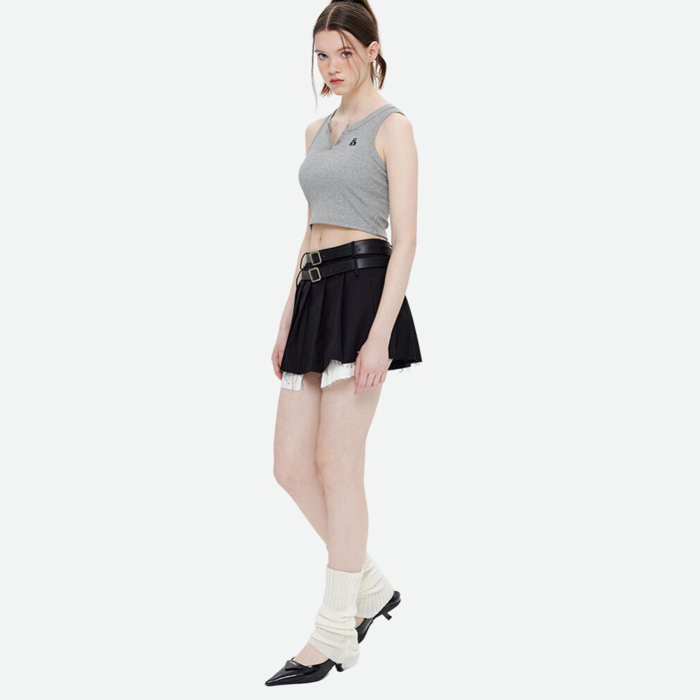 Women's Preppy Fake Two Pleated Skirts
