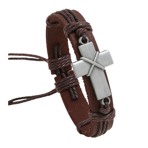 Cow Leather Cross Bracelet