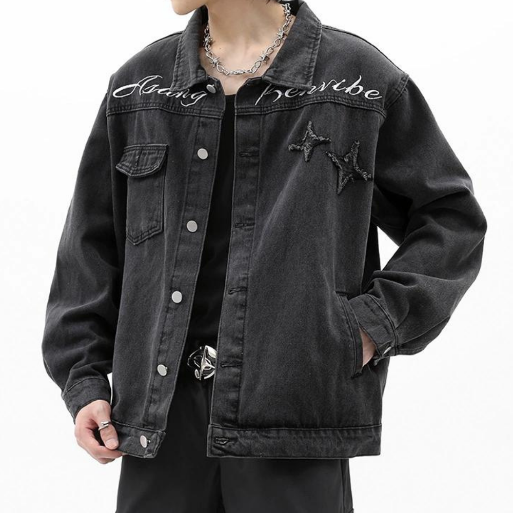 Retro Embroidery Stars Denim Jacket