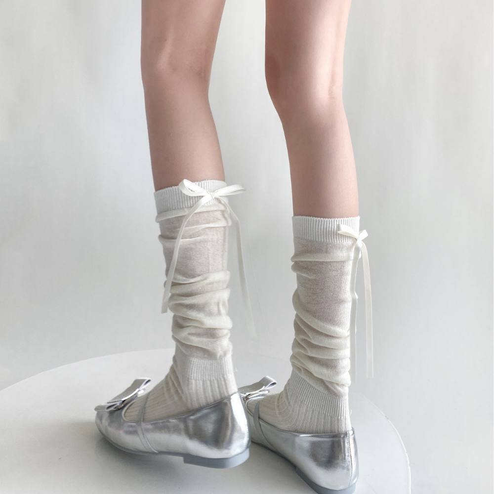Summer Bow Calf Socks