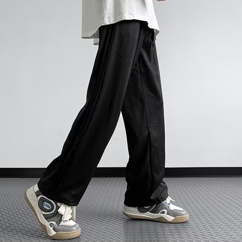 High street Retro Solid Color Straight Sweatpants