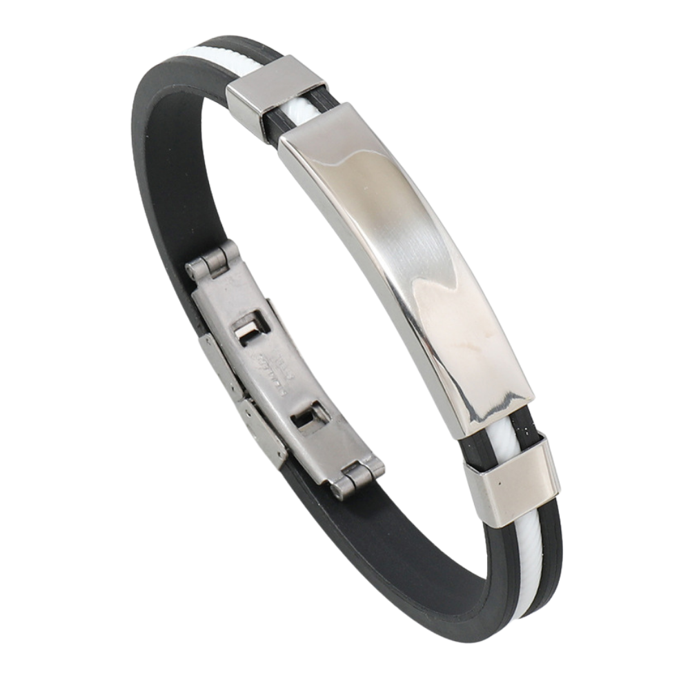 Classic Stainless Steel Silicone Bracelet
