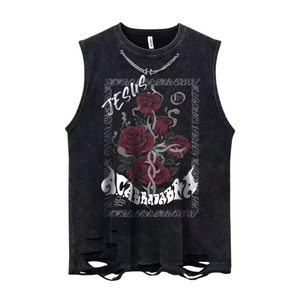 High Street Rose Ripped Washed Vest