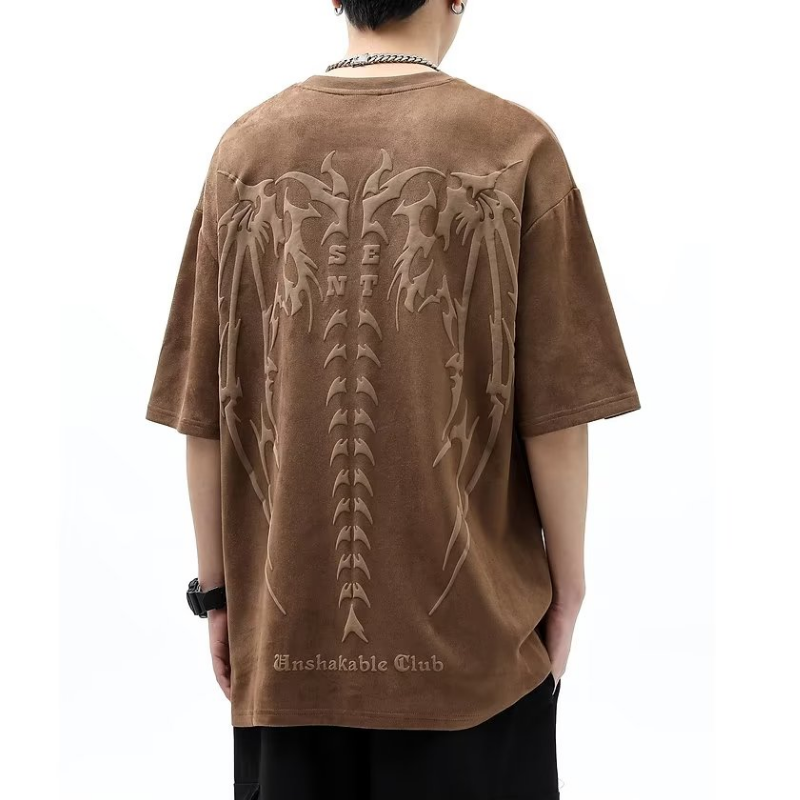 Vintage Skull Wing Suede T-Shirt