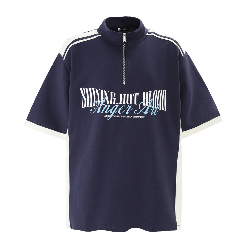 American Retro Contrast Color Polo T-Shirt