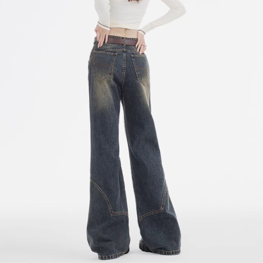Women's Street Spliced Distressed Jeans
