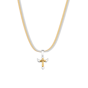 Double Snake Bone Cross Necklace