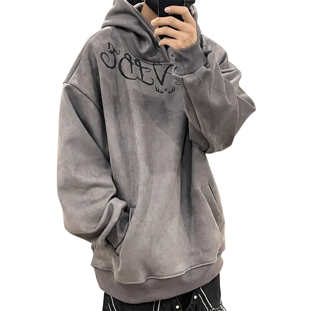 Vintage Solid Suede Hoodie