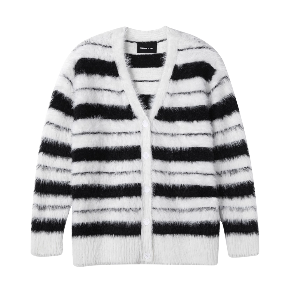 Women's Mohair Striped Knitted Cardigan