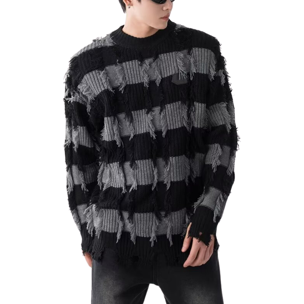 High Street Striped Fringed Sweater