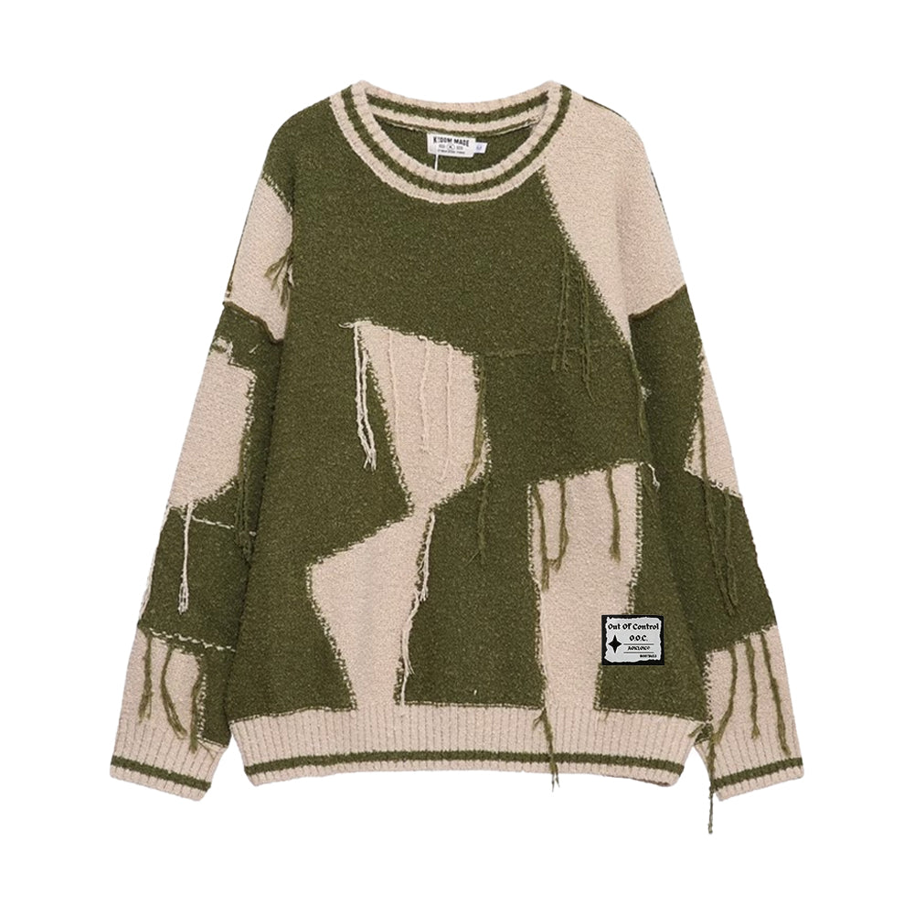 OOC' Contrast Color Tassels Sweater