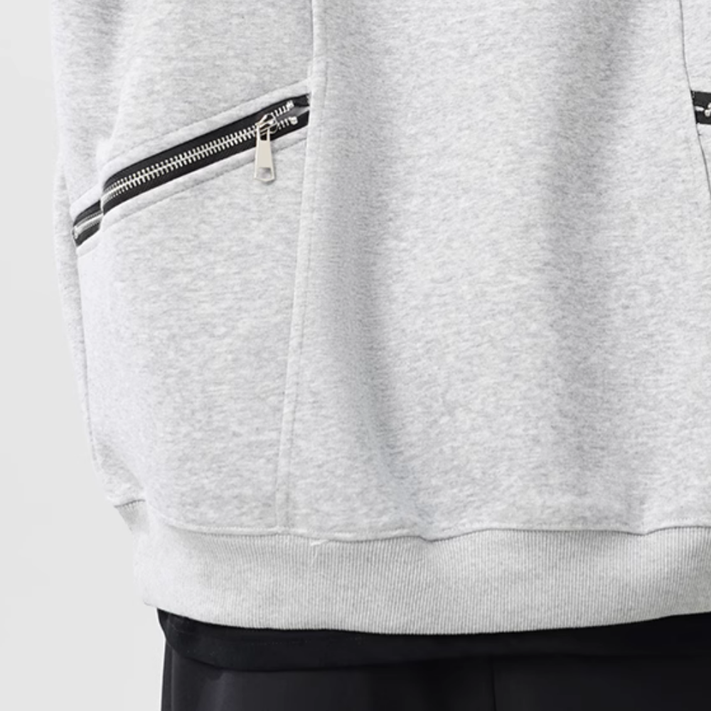Heavy Dual Zip Embroidered Hoodie