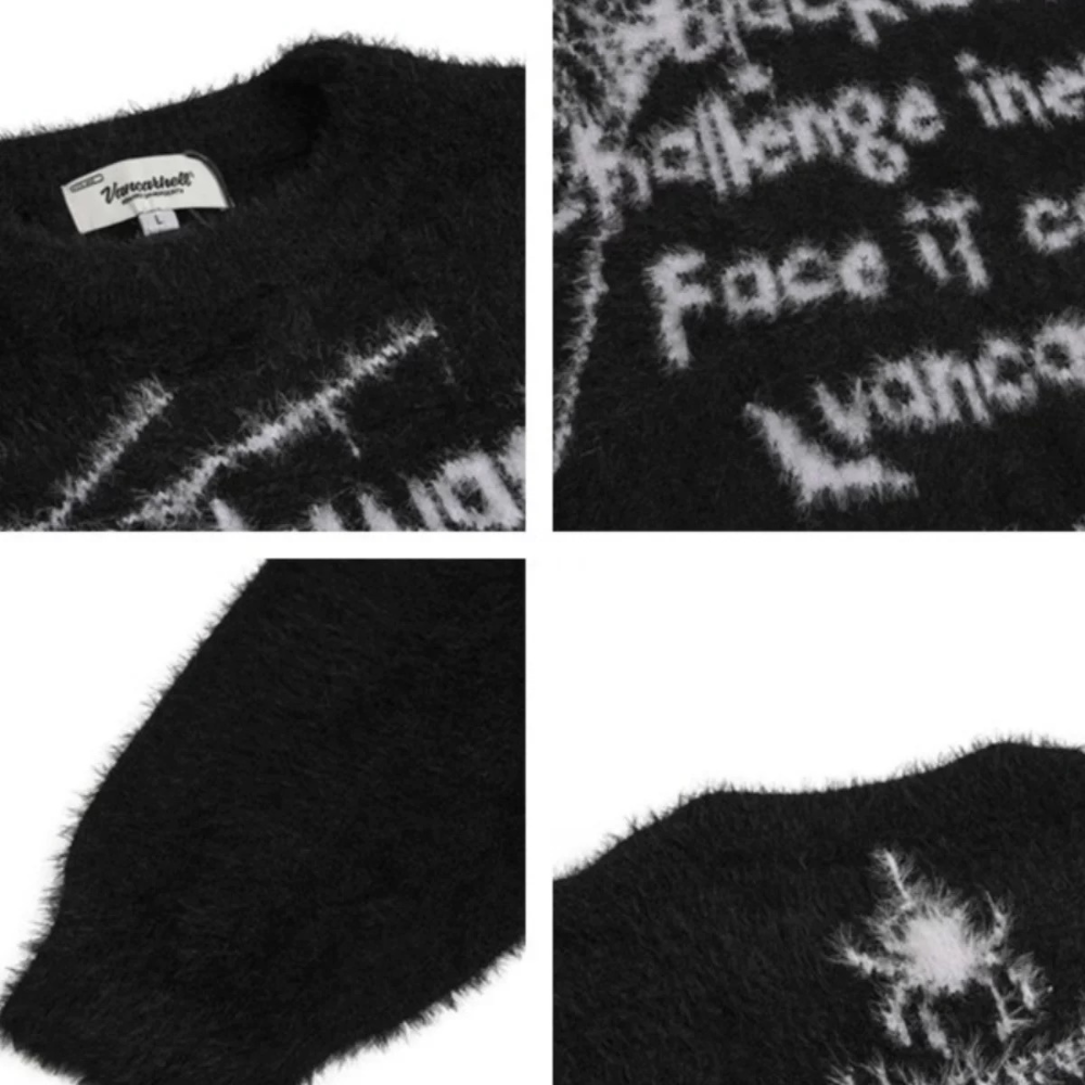 OOC' Casual Spider Lettering Knitted Sweater