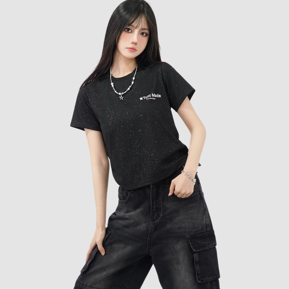 Casual Sequined Gypsophila T-shirt