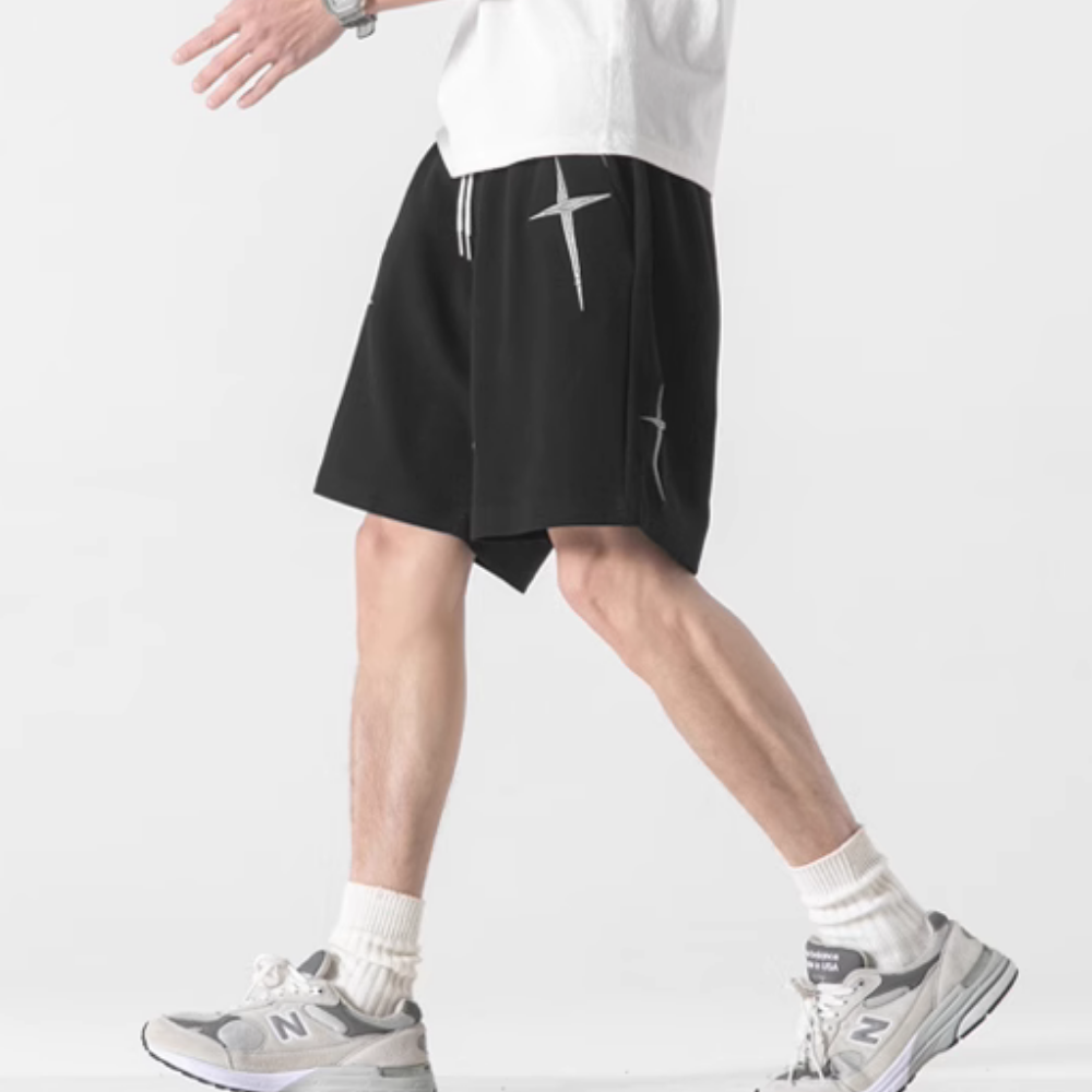 Casual Star Embroidery Drawstring Shorts