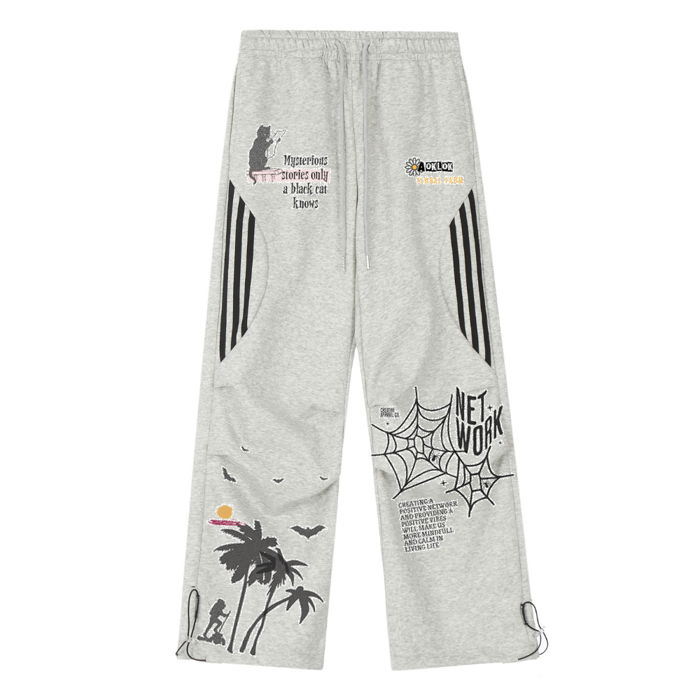 Coconut Tree Print Panel Sweatpants