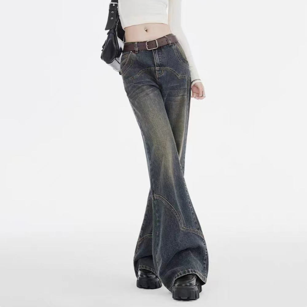 Women's Street Spliced Distressed Jeans