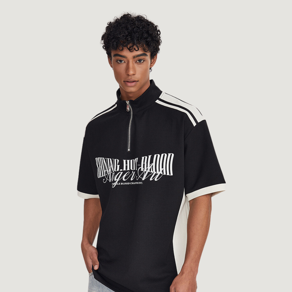 American Retro Contrast Color Polo T-Shirt