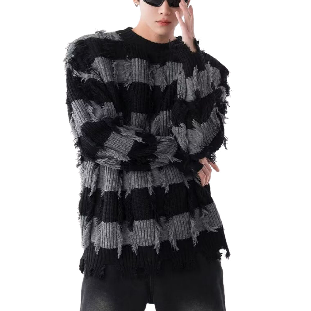 High Street Striped Fringed Sweater