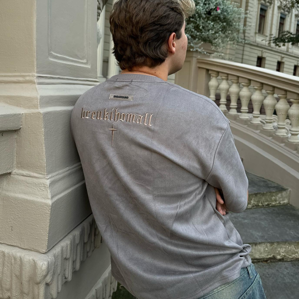 Hip Hop Letter Embroidery Suede T-shirt
